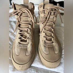 Adidas tan, suede high tops, like new